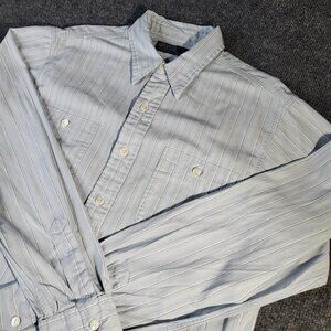 Polo Ralph Lauren Men’s Button Up Long Sleeve Medium Blue White Stripe